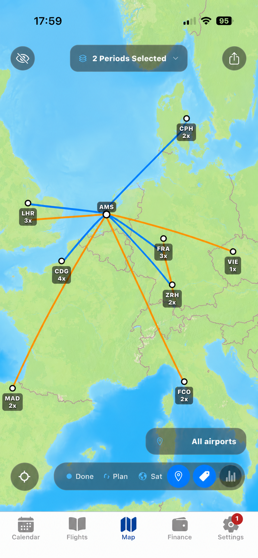 Crew Prime route history period comparison