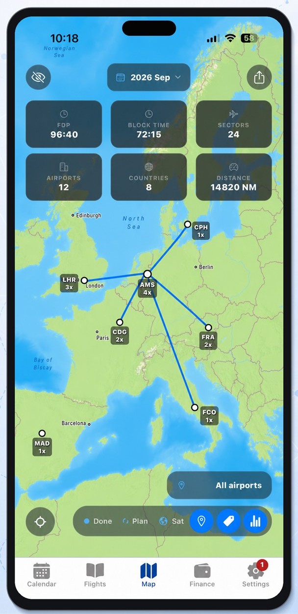 Crew Prime route map